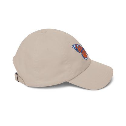 Butterfly Embroidered Dad Cap Preppy Orange & Blue Monarch Hat