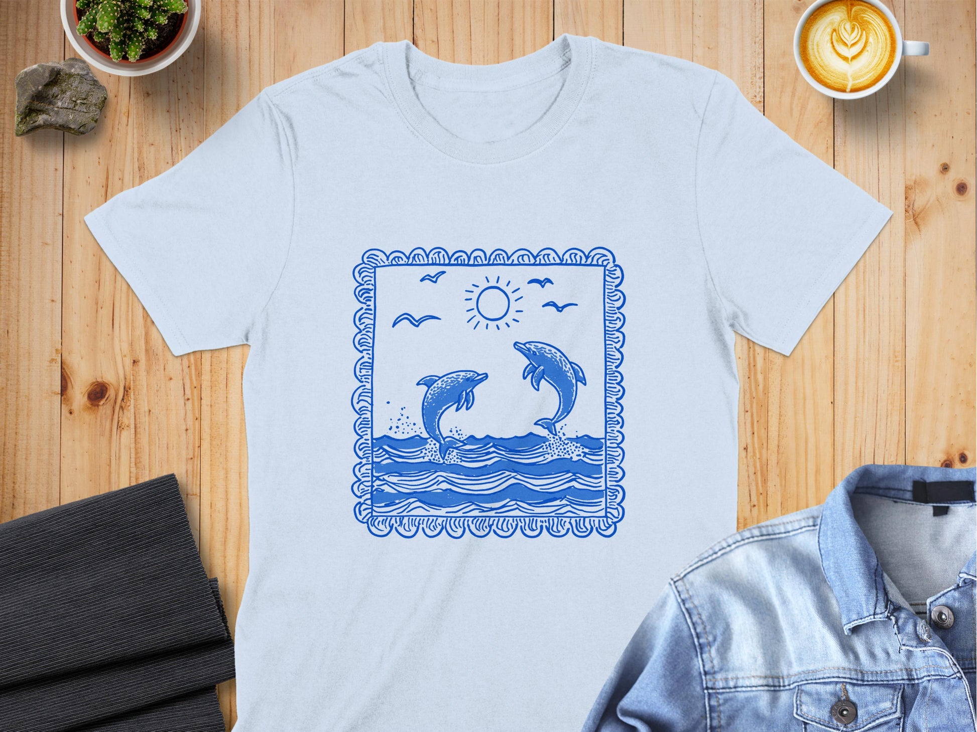 Ocean Sunset Dolphins Graphic Tee shirt product type