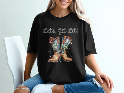 Let's Get Lit Cowboy Boots Graphic Tee product type