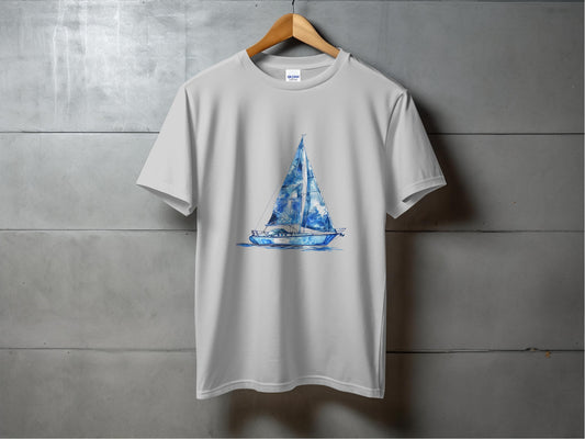 Nautical Blue Sailboat Graphic Design Shirt product