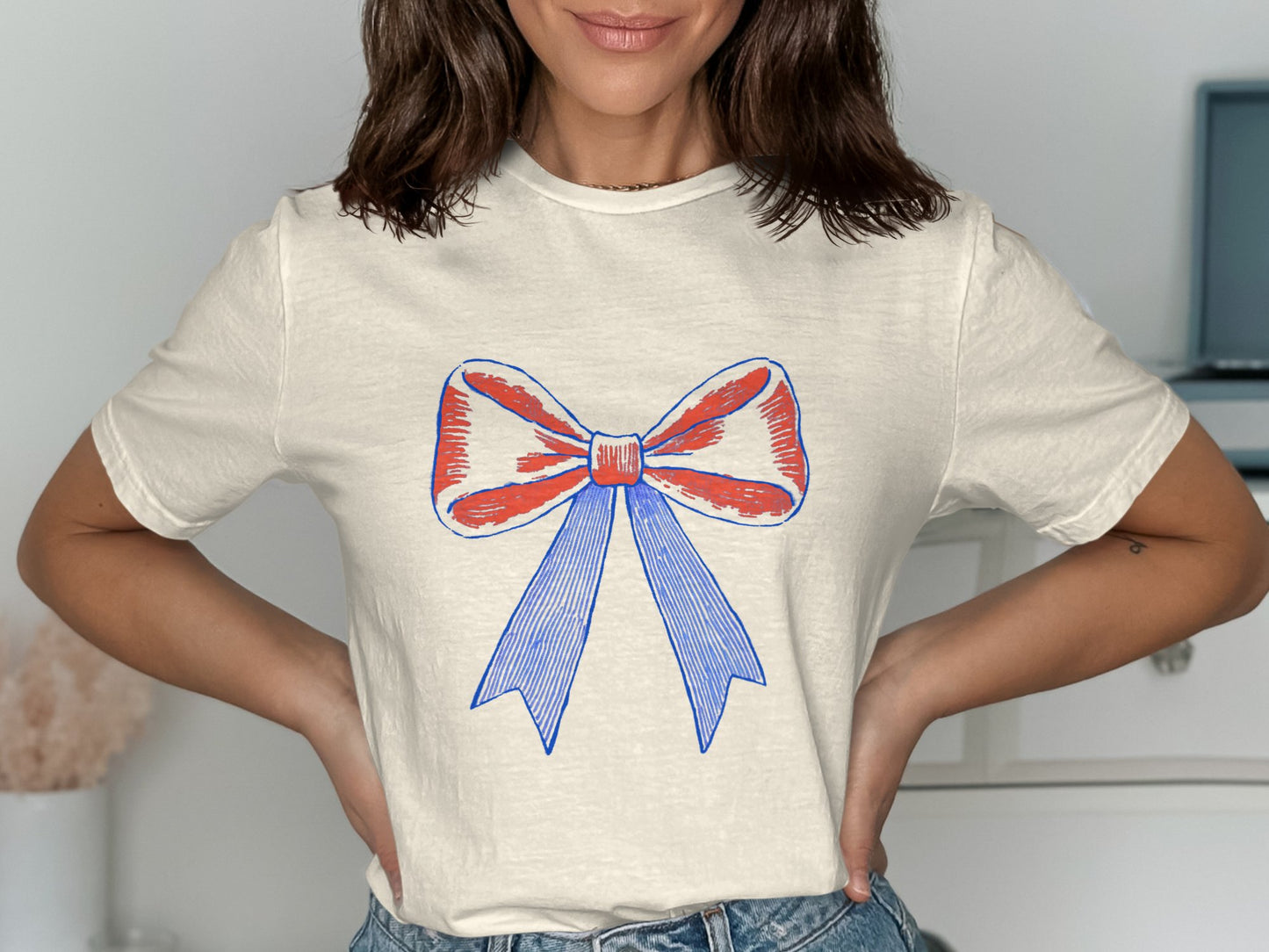 Graphic Bow Design Short Sleeve Unisex Shirt product