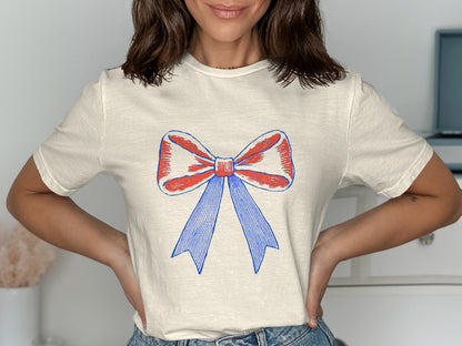 Graphic Bow Design Short Sleeve Unisex Shirt product