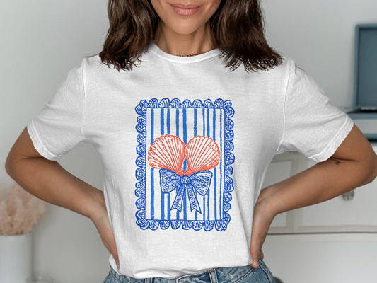 Seashell Bow Graphic Printed Short Sleeve Shirt Product