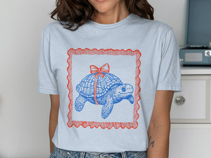 Tortoise with Gift Bow Graphic T-shirt product type