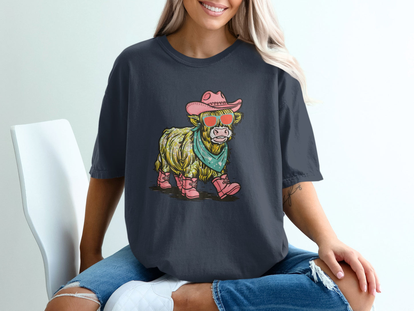 Cowboy Hat and Boots Highland Cow Graphic Tee product