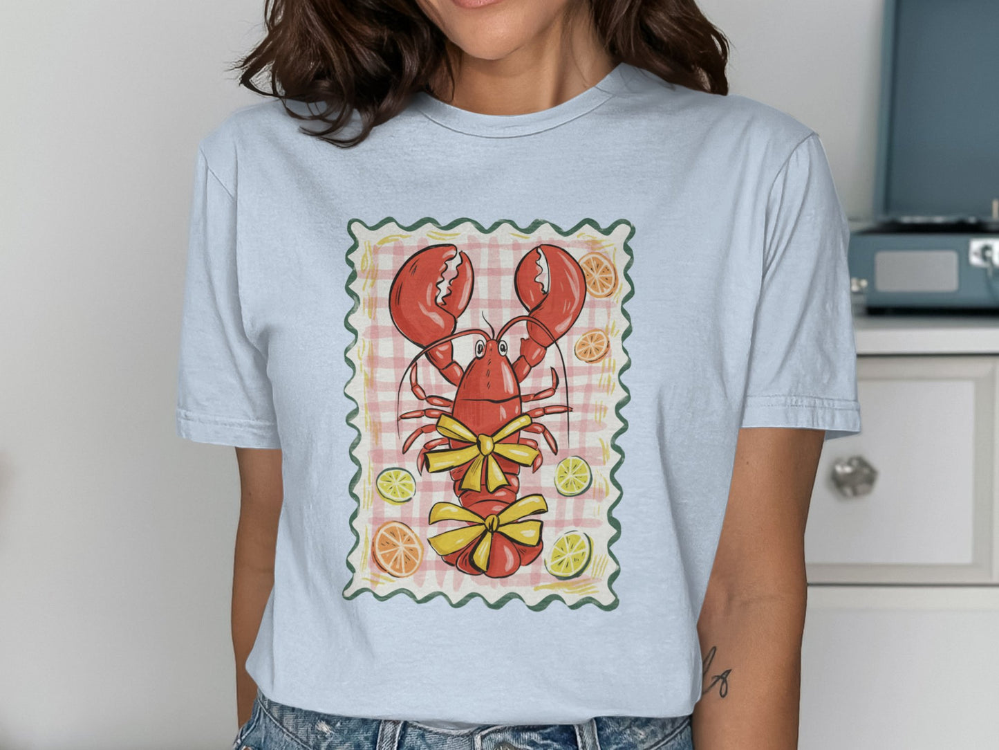 Whimsical Lobster and Lemon Graphic Tee Shirt product