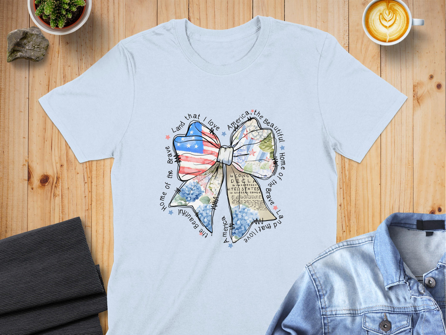 Beautiful America Bow Graphic T-Shirt Unique Product Type