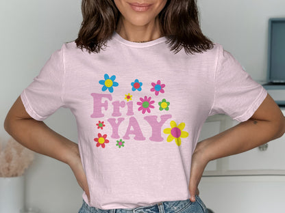 FriYAY Colorful Flower Design T-Shirt product type