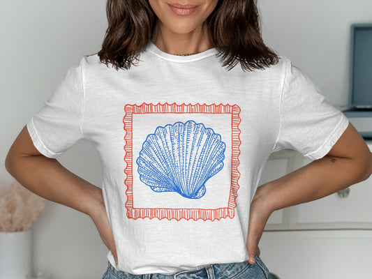 Stylish Sea Shell Graphic Short Sleeve T-shirt product type