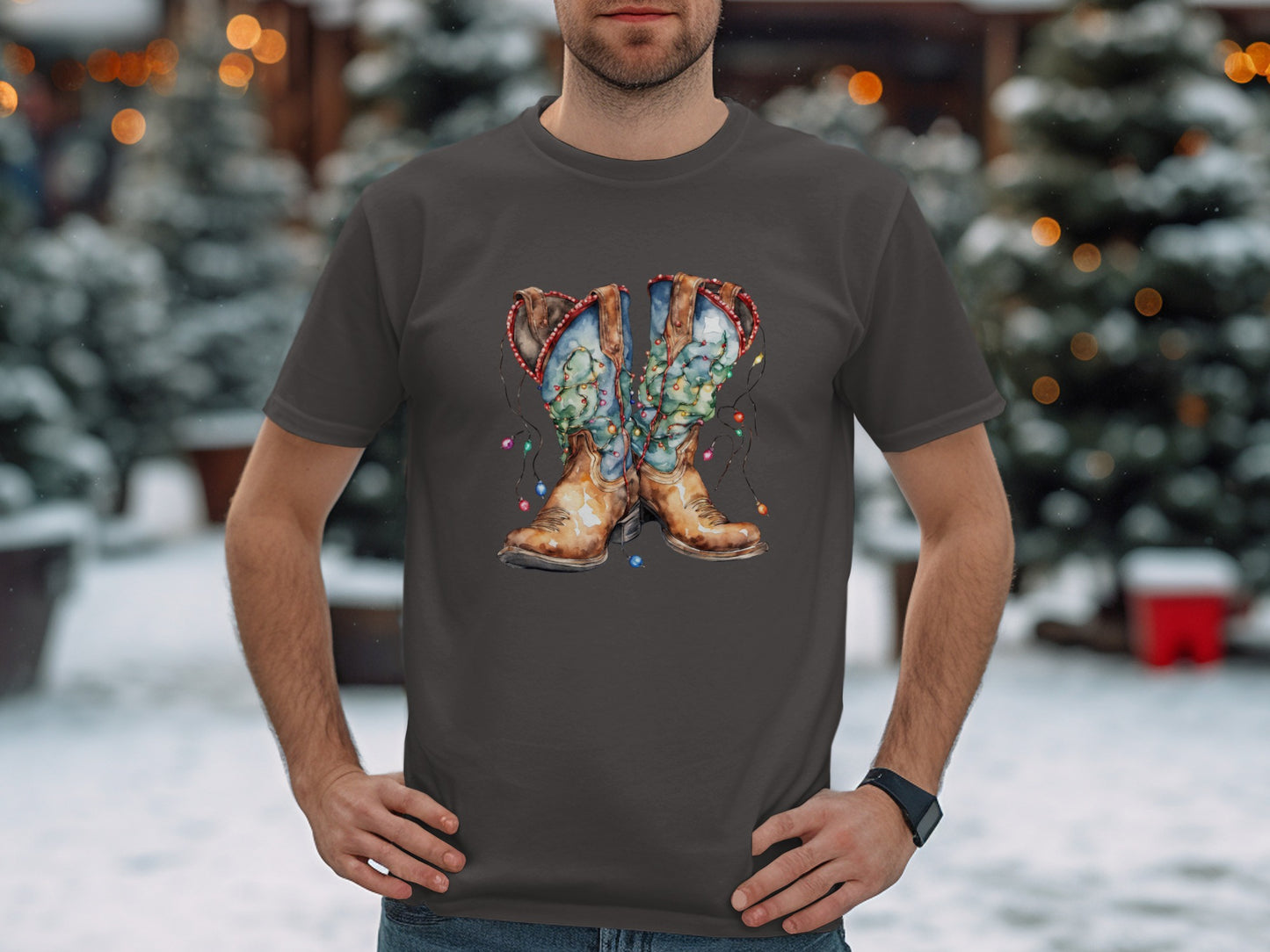 Creative Cowboy Boots Artwork on Casual Shirt product
