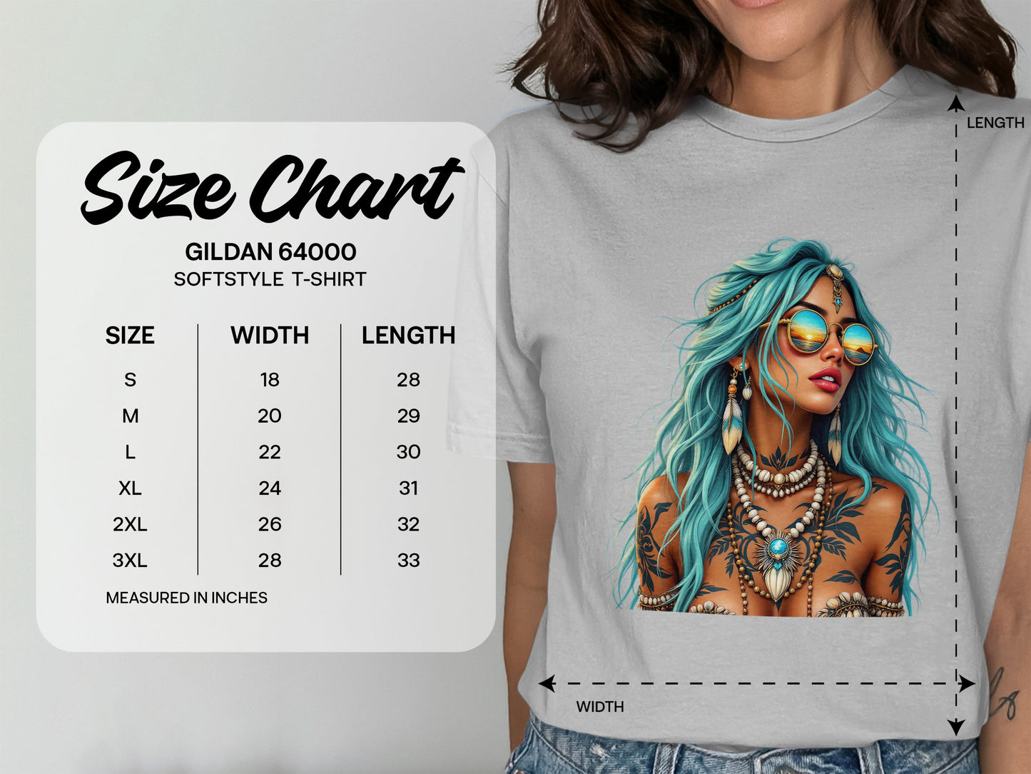 Trendy Blue Haired Woman with Tattoos T-Shirt product type