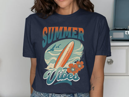 Summer Vibes Graphic Tee Retro Surfboard T-Shirt product