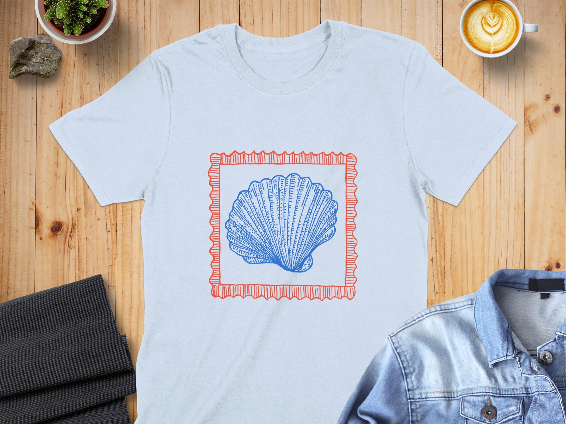 Nautical Blue Seashell Graphic Design T-shirt product