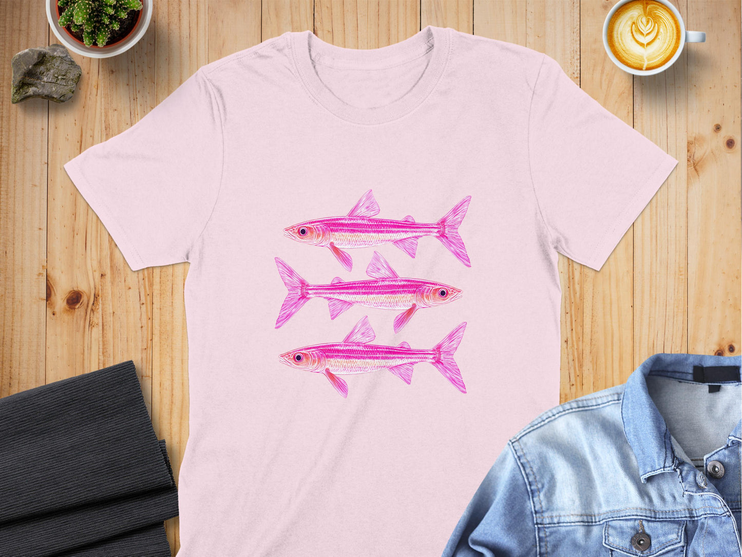 Artistic Triple Pink Fish Graphic Design Product Type