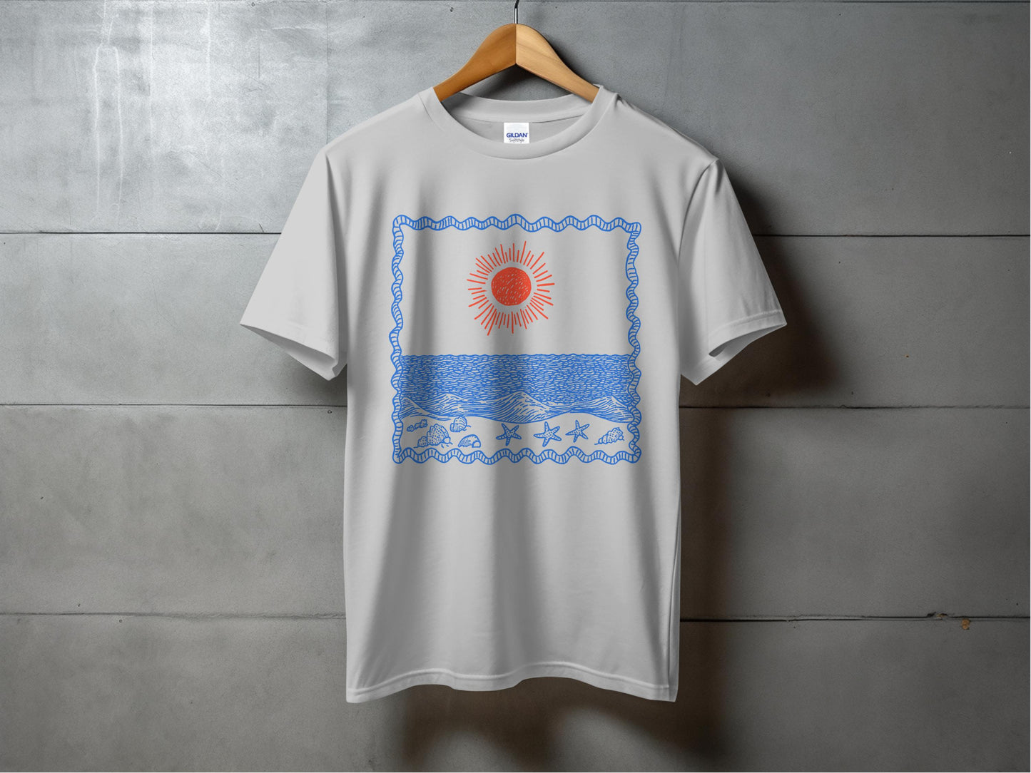 Unique Graphic Design with Sun and Wave T-Shirt Product