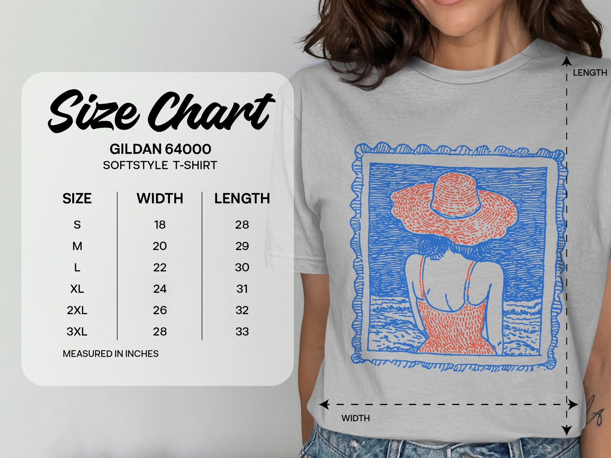 Vibrant Graphic Tee With Ocean and Beach Hat T-shirt