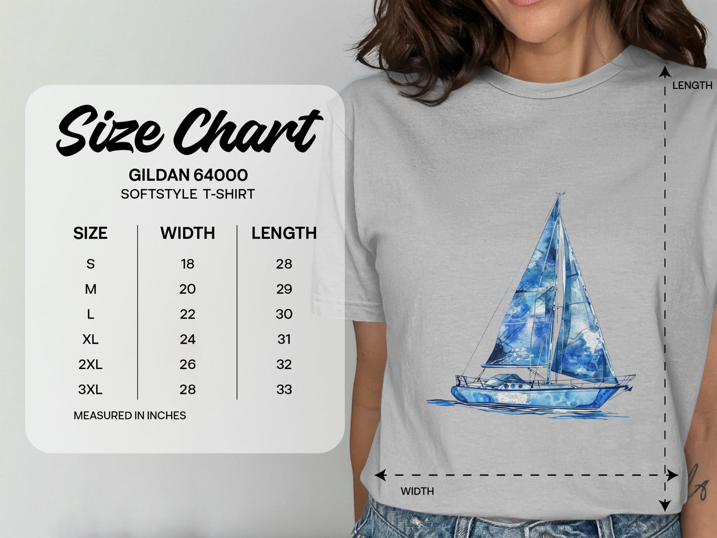 Artistic Sailboat Print Design on Casual T-shirt product