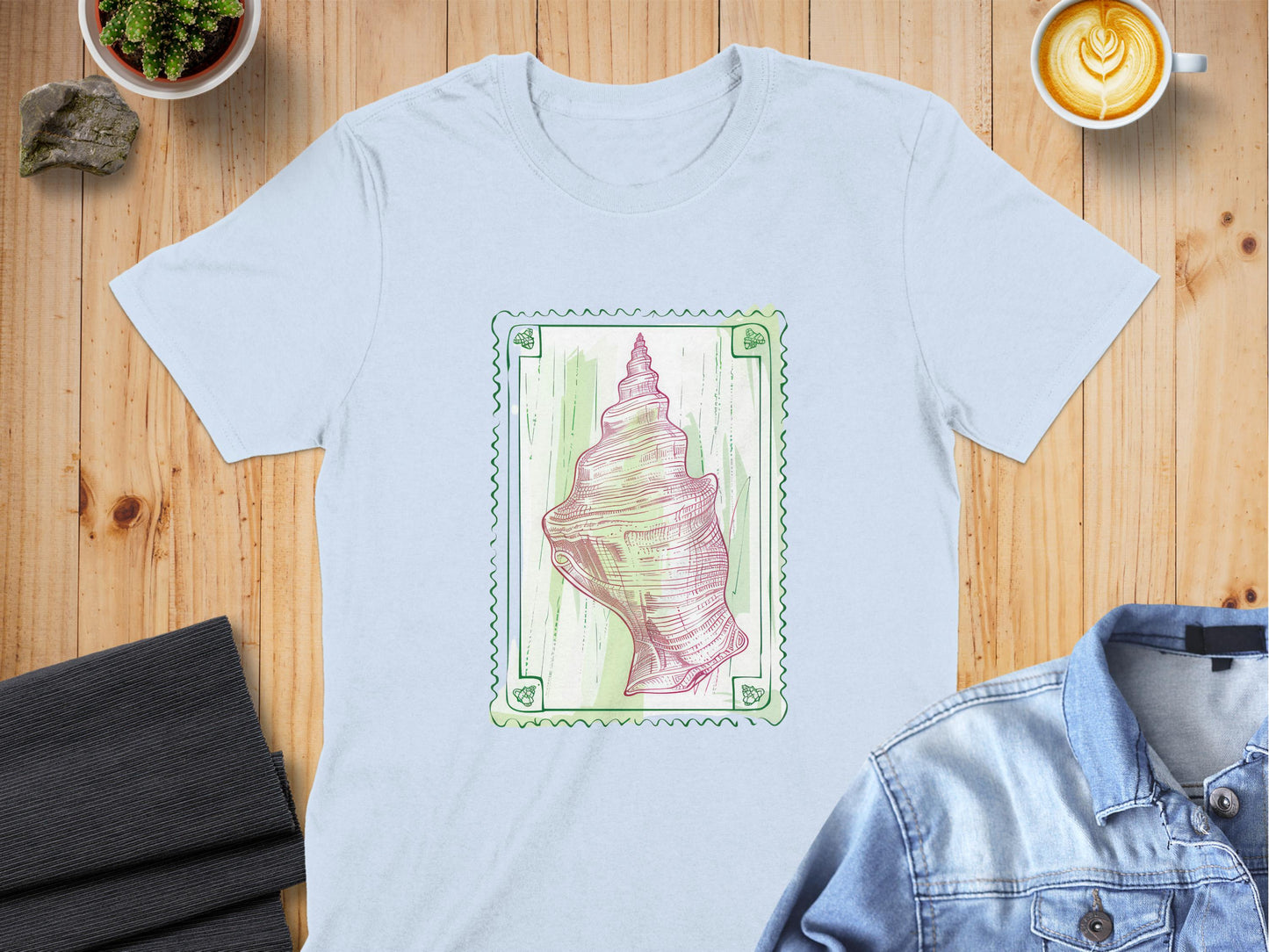 Unique Artistic Seashell Design White T-Shirt product
