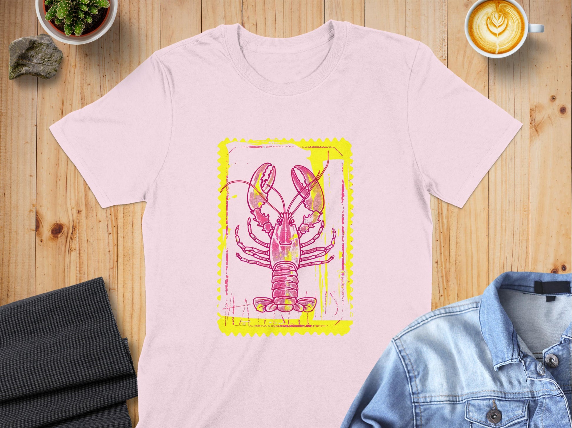 Vibrant Lobster Graphic Design Light Pink T-Shirt product