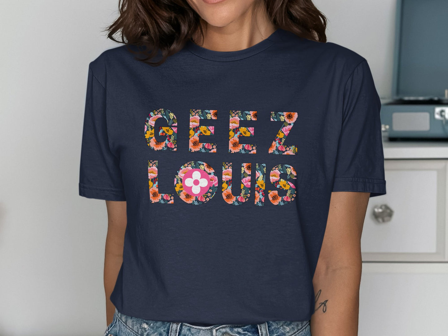 Geez Louis Floral Text Graphic T-Shirt product
