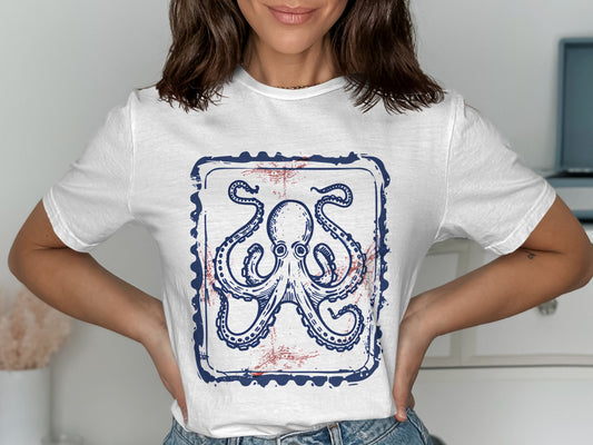 Stylish Octopus Print Graphic Tee product type