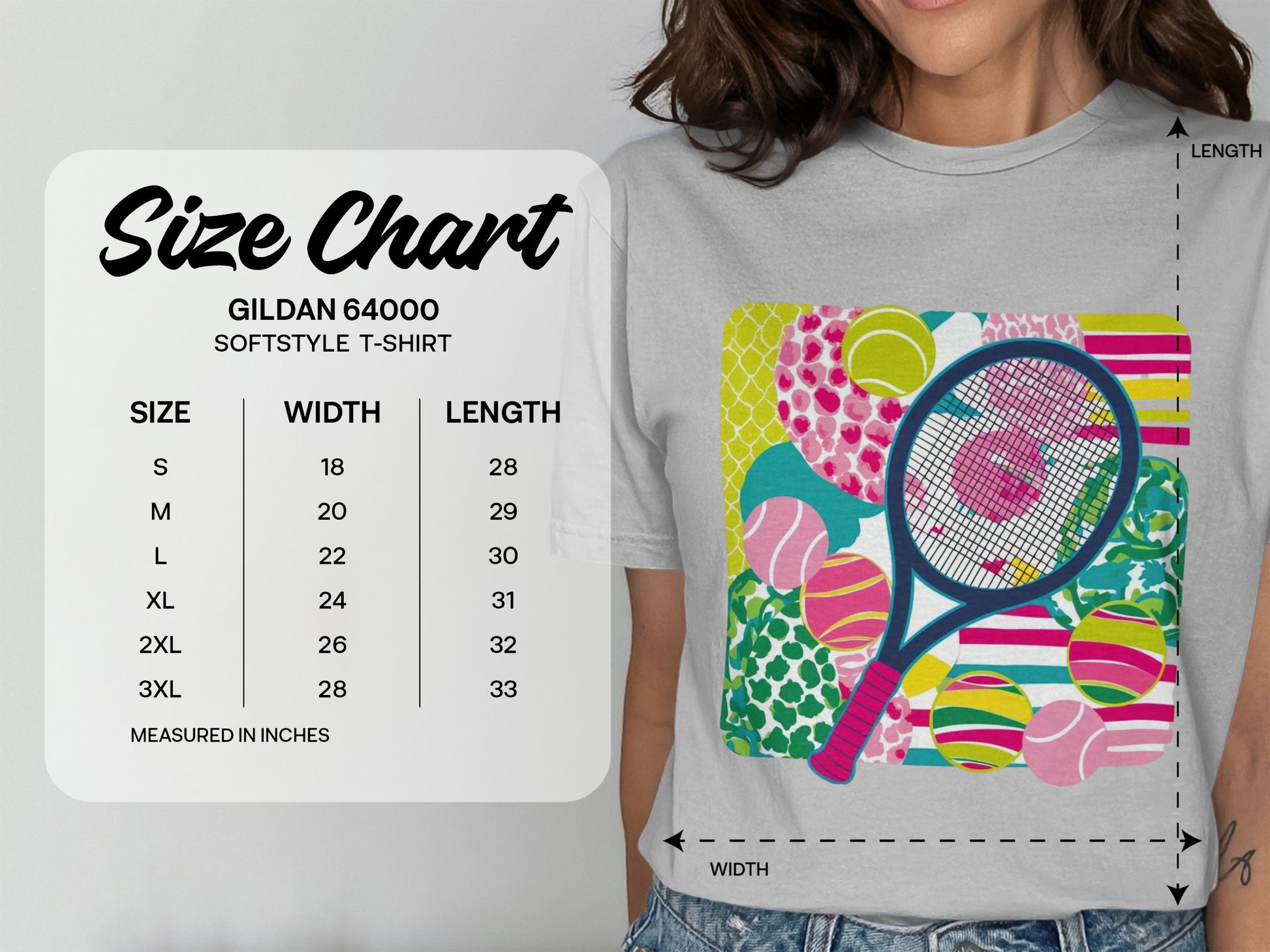 Colorful Tennis Racket and Balls Graphic T-Shirt product