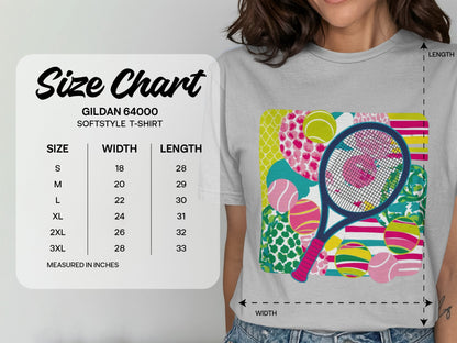 Colorful Tennis Racket and Balls Graphic T-Shirt product