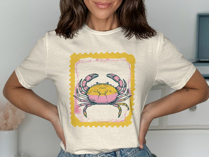 Crab Illustration Graphic Tee Casual Streetwear product type