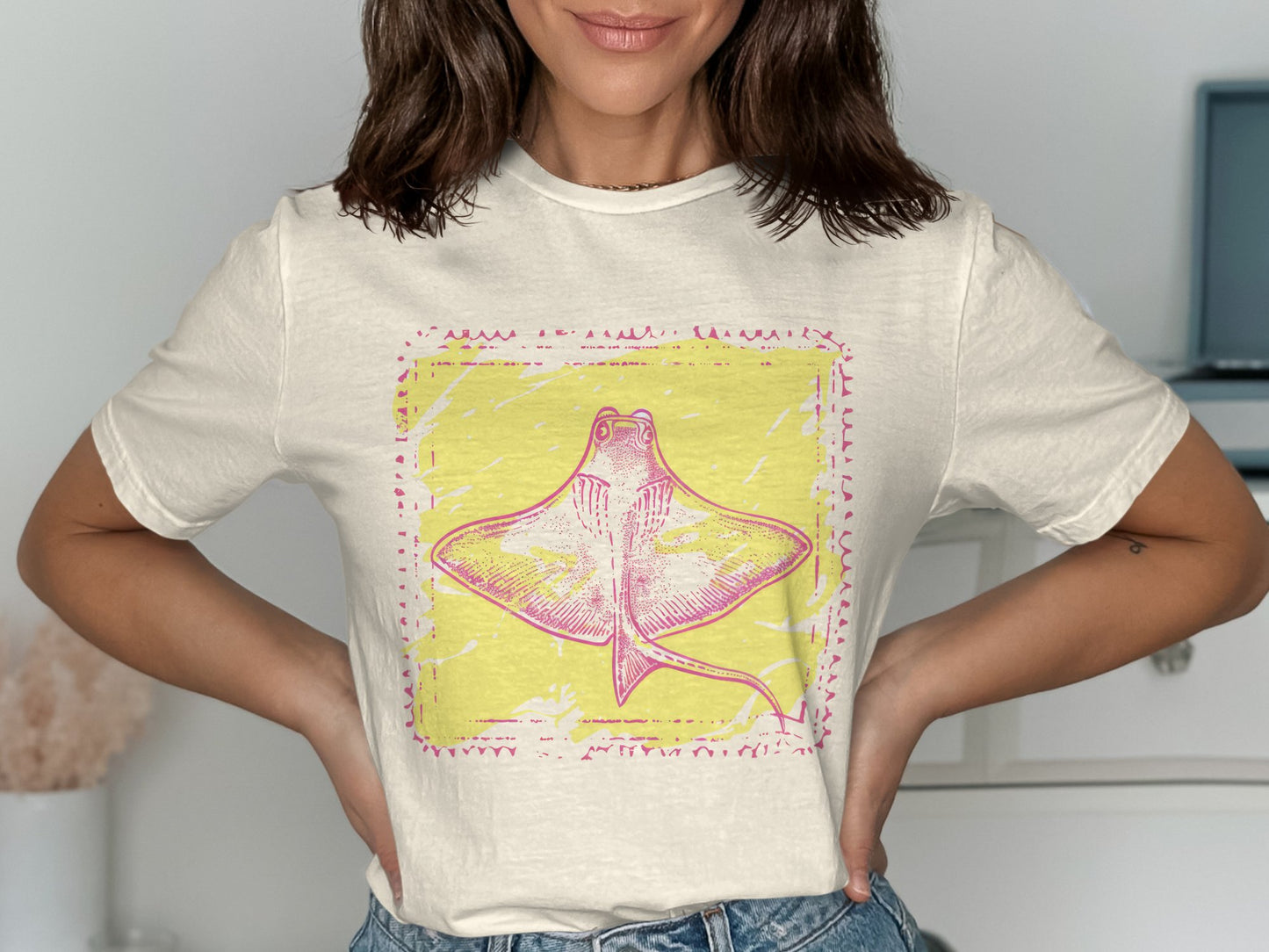 Pink and Yellow Manta Ray Graphic Tee product type