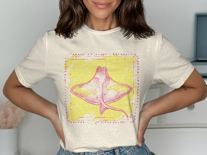 Pink and Yellow Manta Ray Graphic Tee product type