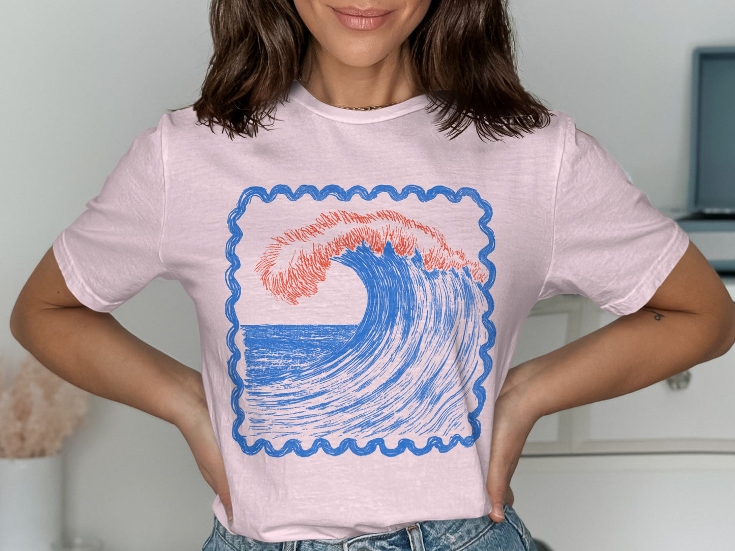 Colorful Wave Design Graphic T-Shirt product