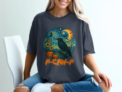 Halloween Themed Raven and Pumpkins Graphic Shirt product
