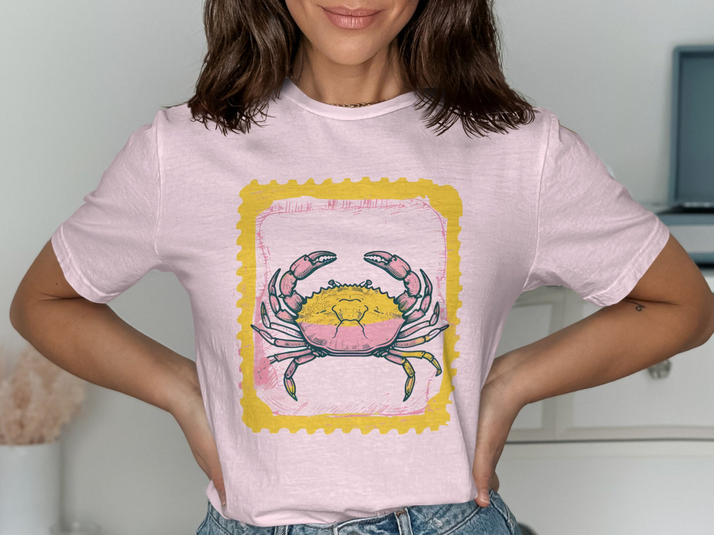 Crab with Yellow Border Graphic T-Shirt product type