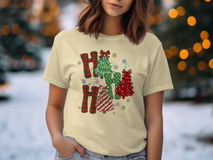Festive Christmas Tree and Stockings Graphic T-Shirt product type