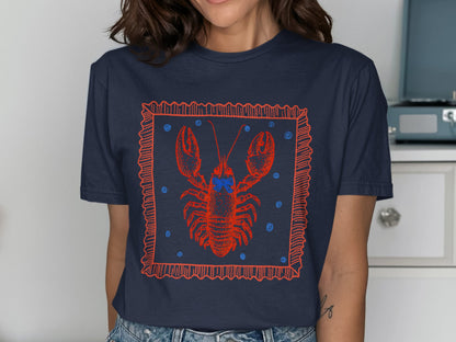 Navy Blue Graphic T-Shirt with Lobster Print product