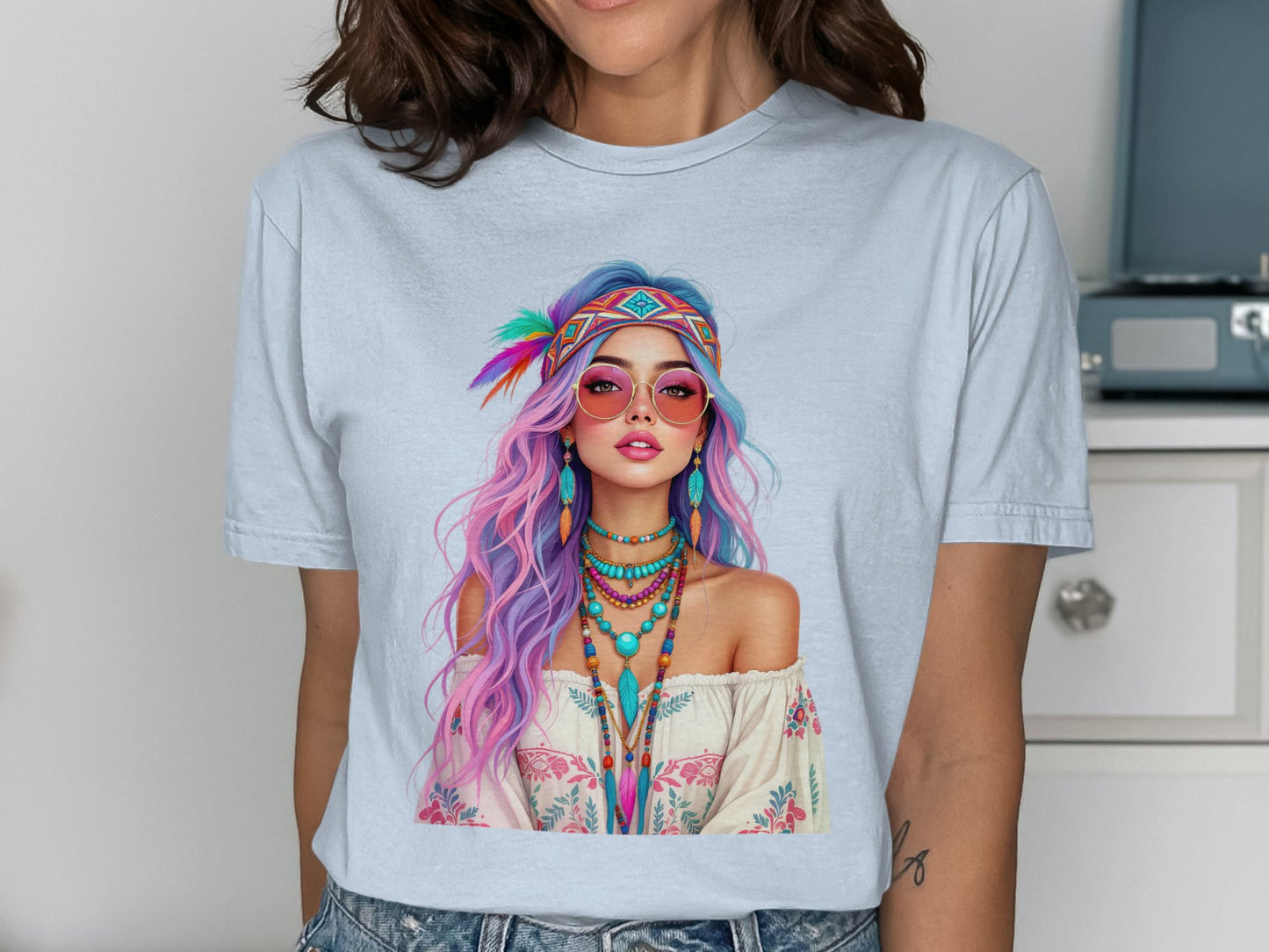 Colorful Bohemian Style Graphic Tee Shirt product