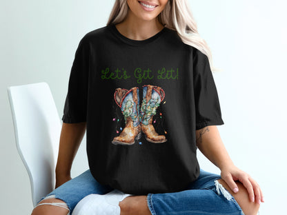 Let's Get Lit Cowgirl Boots Graphic Tee product