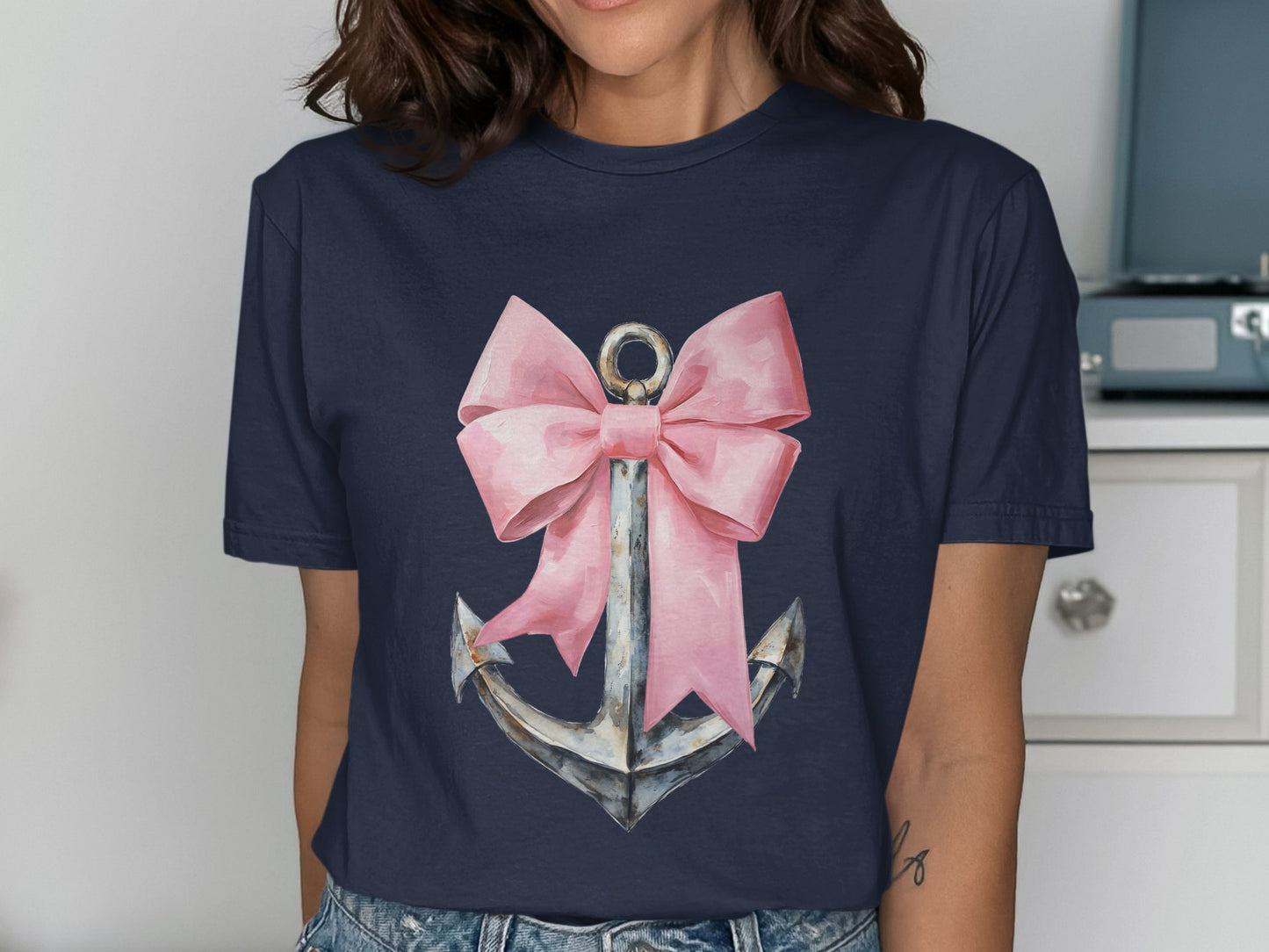 Pink Bow Anchor Graphic Women's T-Shirt product