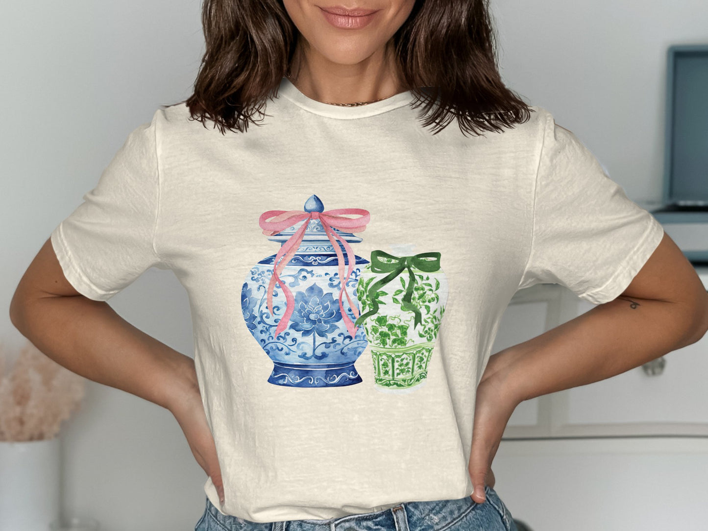 Beautiful Bow Design Vintage Vase Graphic T-shirt product
