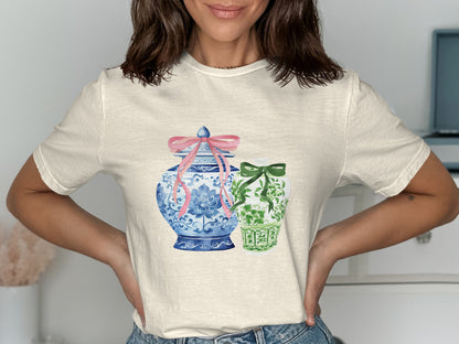 Beautiful Bow Design Vintage Vase Graphic T-shirt product
