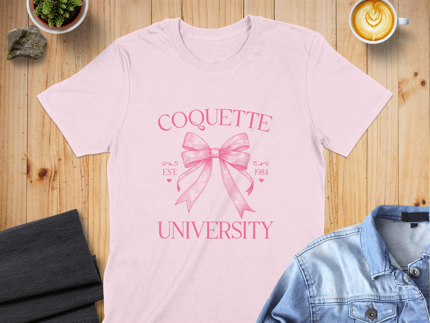 Coquette University Est. 1984 Pink Bow Graphic T-Shirt