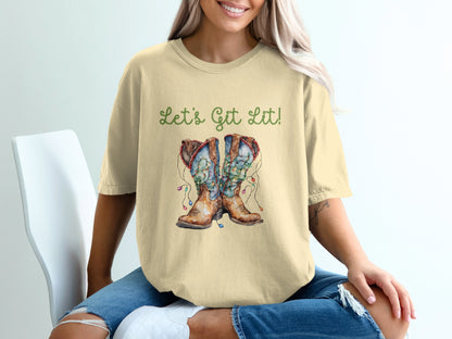 Let's Get Lit Boots Graphic Tee Shirt product