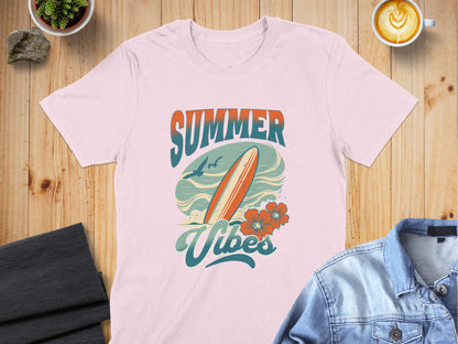 Summer Vibes Surfboard and Flowers Graphic Shirt product