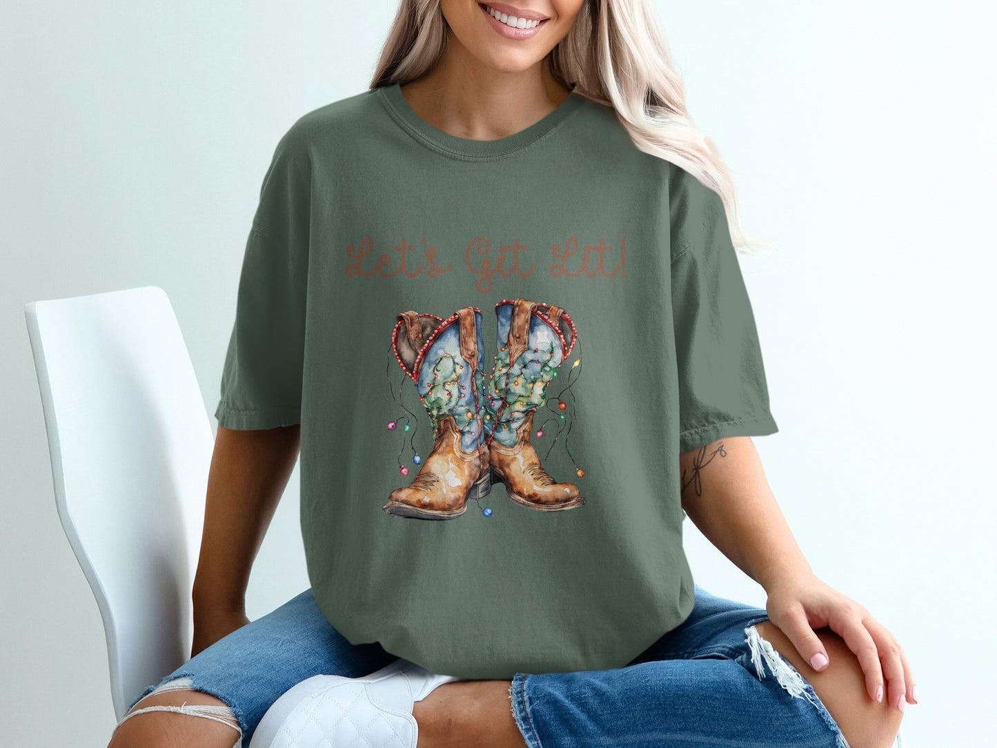 Let's Get Lit Cowboy Boots Graphic T-Shirt product