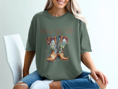 Let's Get Lit Cowboy Boots Graphic T-Shirt product