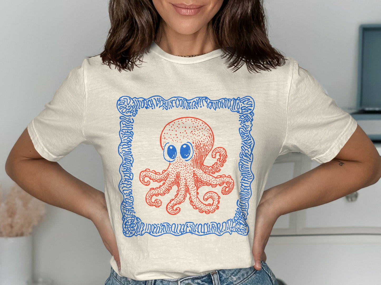 Cute Octopus Graphic Design T-shirt trendy product type