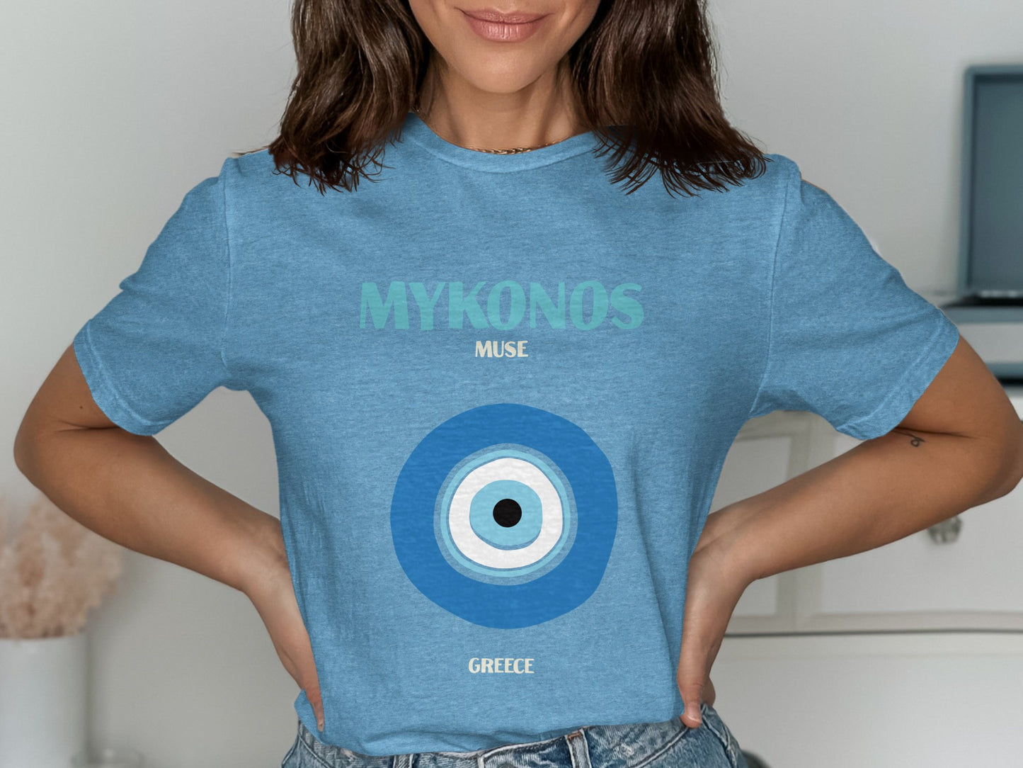 Mykonos Muse Greece Eye Graphic Tee Shirt product