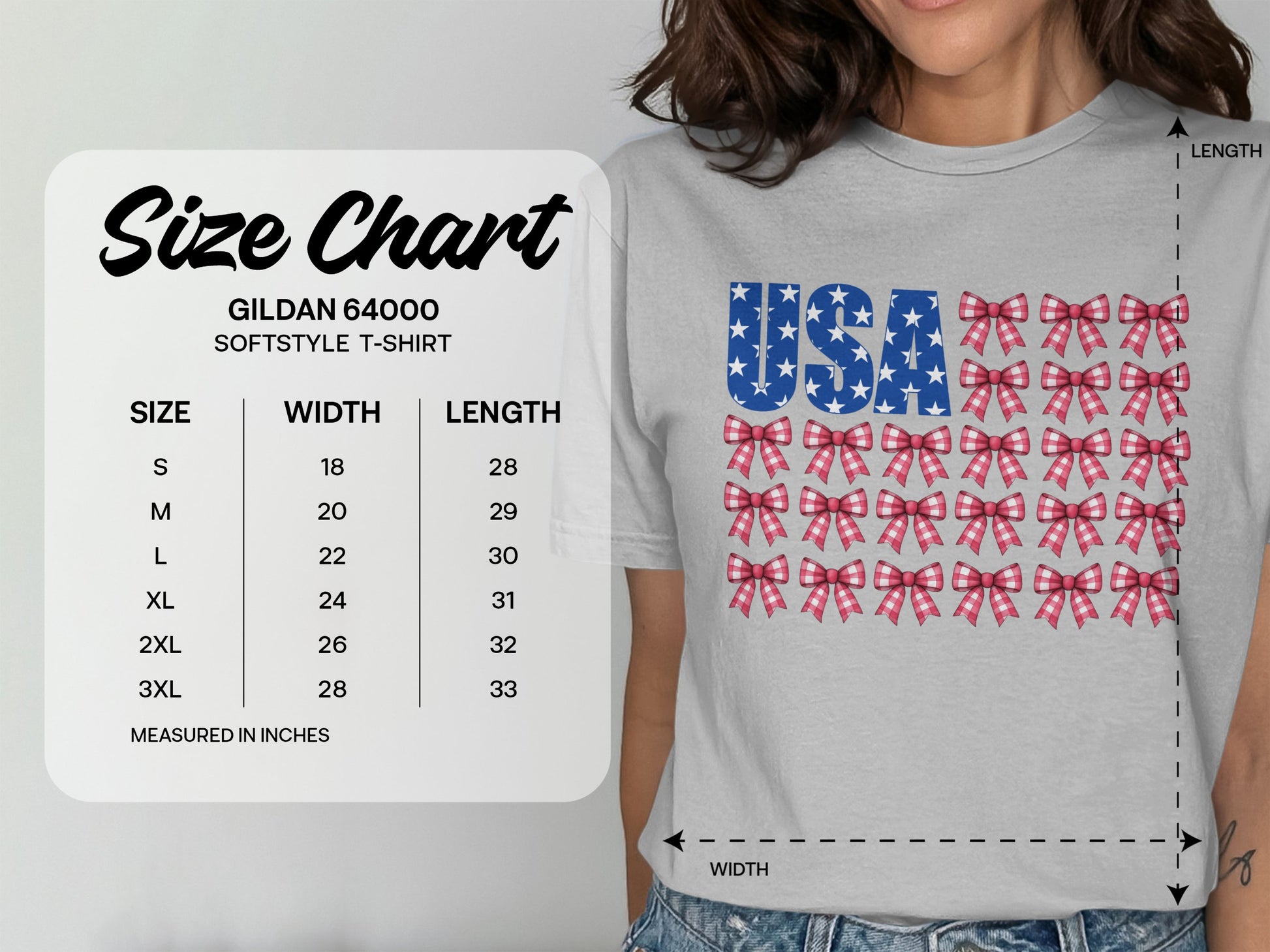 Patriotic USA T-Shirt with Bow Design t-shirt product