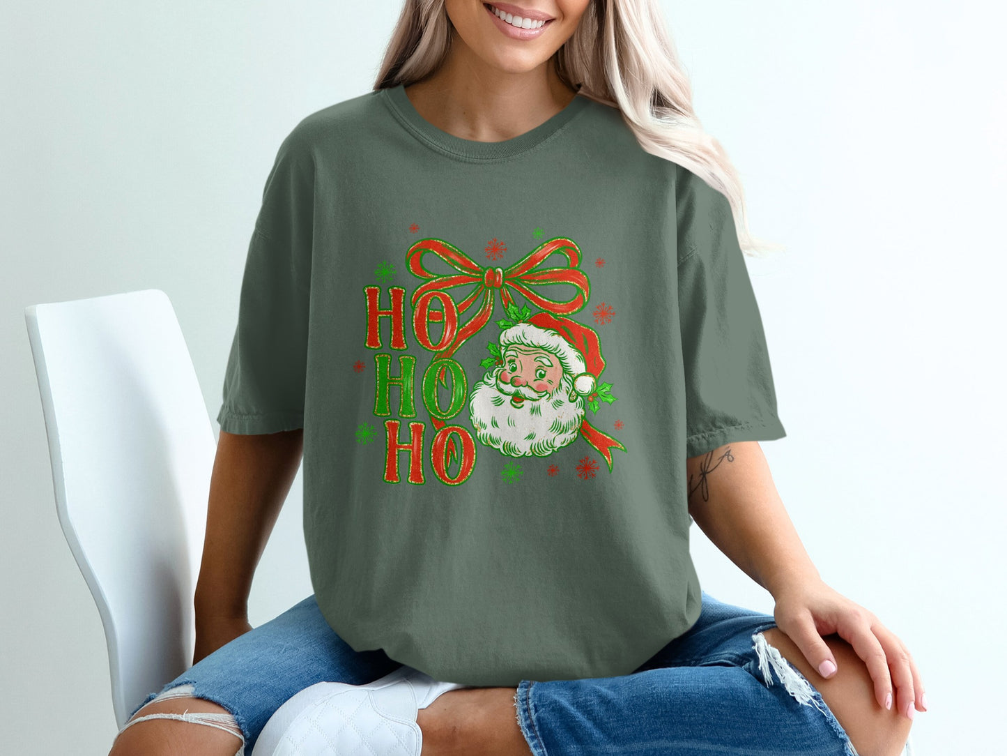 Colorful Ho Ho Ho Santa Claus Graphic Shirt product type