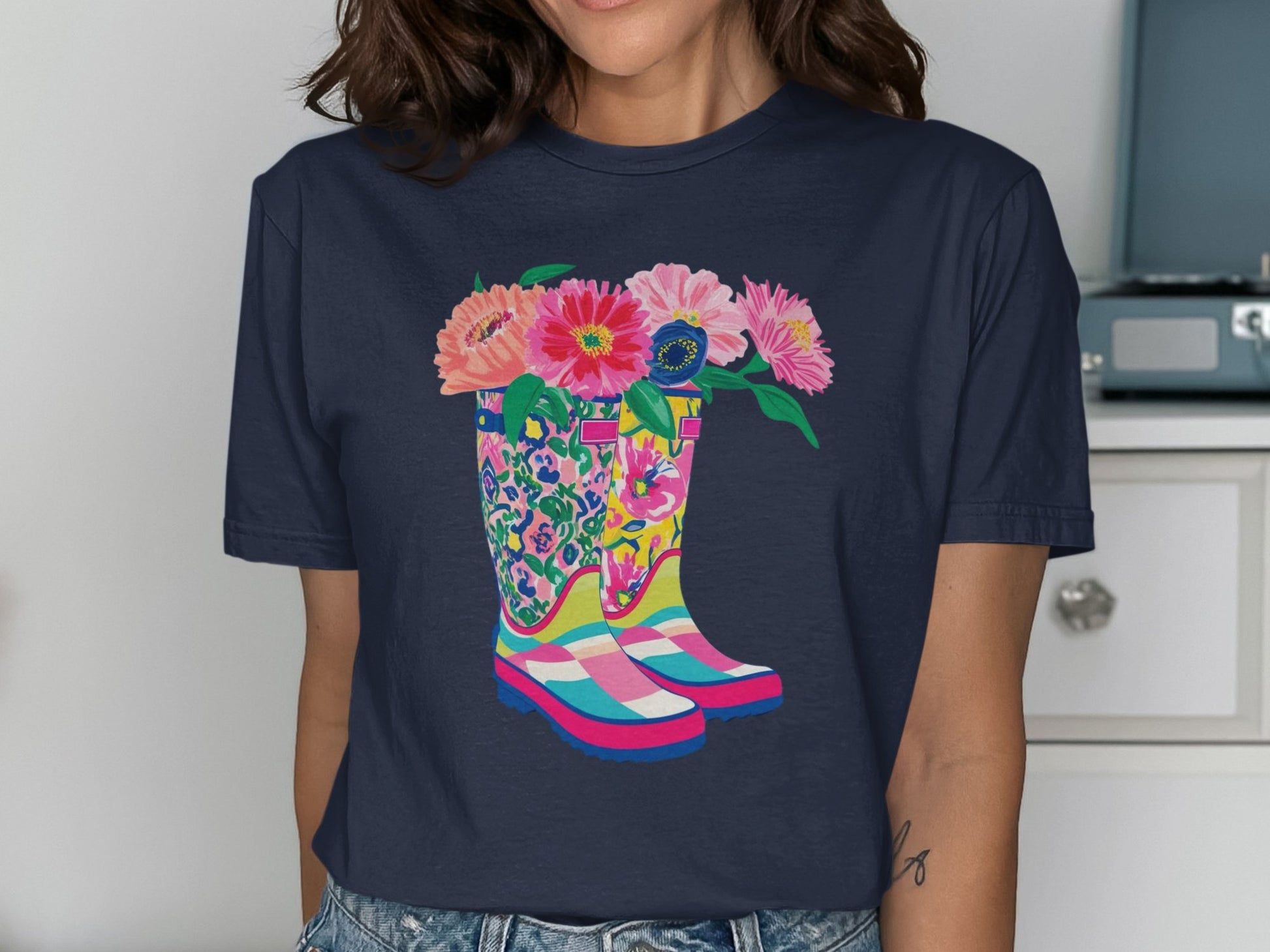 Floral Boots Graphic Design Women's T-shirt product